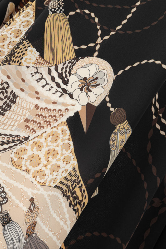 Bird With Noor Black-Beige Silk Kaftan - 6