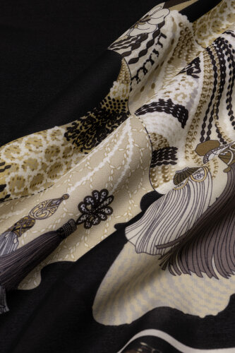 Bird With Noor Black Crepe Silk Shirt Shawl - 4