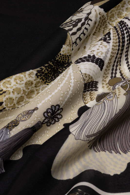 Bird With Noor Black Crepe Silk Shirt Shawl - 4