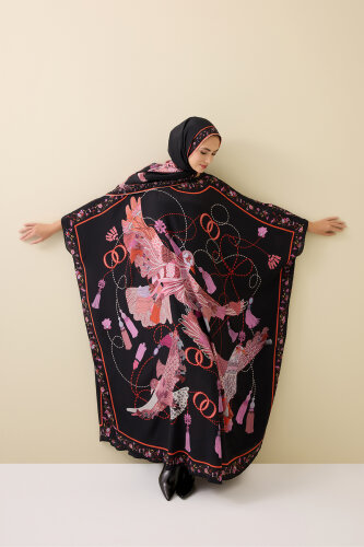 Bird With Noor Black-Red Silk Kaftan - 1