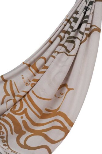 Birds of Sea Kırık Silk Shawl White - 5