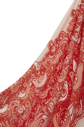 Birds Silk Shawl Orange - 5