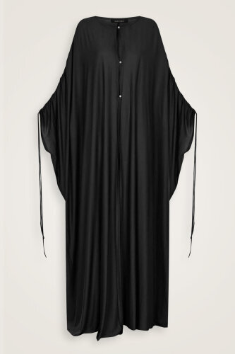 Black Combed Cotton Abaya 
