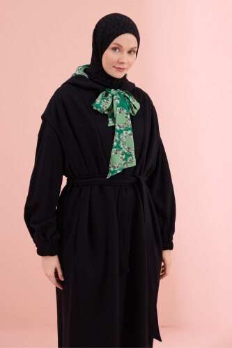 Black-Green Three Thread Long Vest Piping 