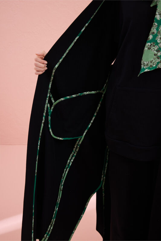 Black-Green Three Thread Long Vest Piping - 5