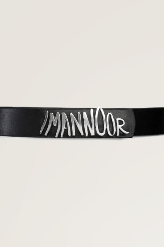 Black Leather Belt with Silver Accessories - 3