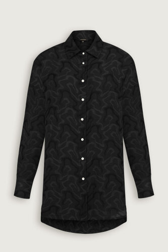 Black Linen Jacquard Shirt - 2