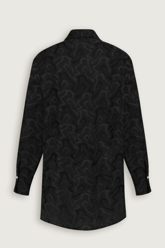 Black Linen Jacquard Shirt - 4