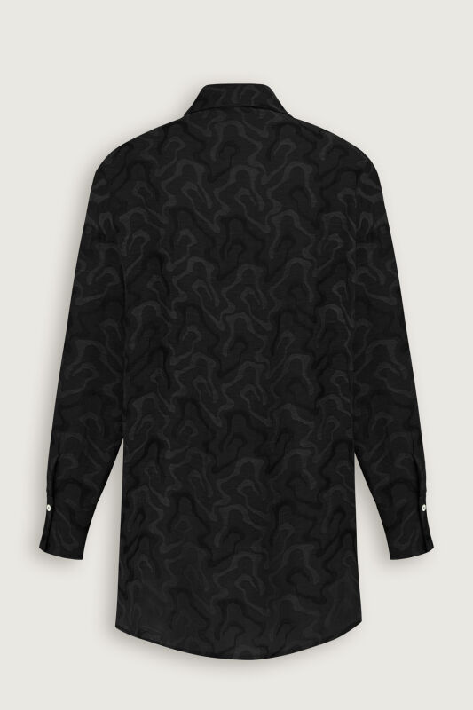 Black Linen Jacquard Shirt - 4