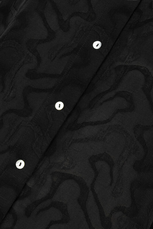 Black Linen Jacquard Shirt - 6