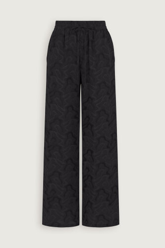 Black Linen Jacquard Trousers - 2