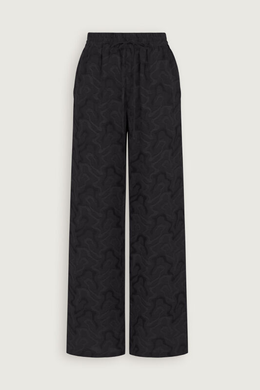 Black Linen Jacquard Trousers - 2