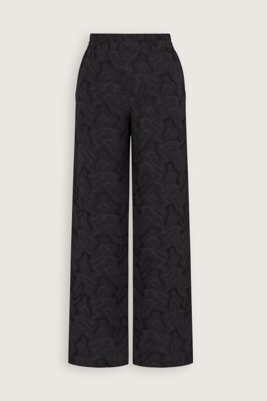 Black Linen Jacquard Trousers - 4