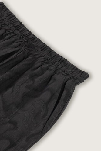 Black Linen Jacquard Trousers - 6