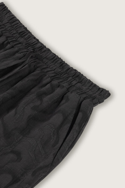 Black Linen Jacquard Trousers - 6