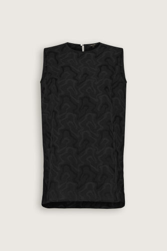 Black Linen Jacquard Undershirt - 2