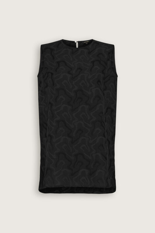 Black Linen Jacquard Undershirt - 2