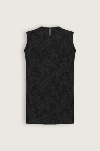 Black Linen Jacquard Undershirt - 3