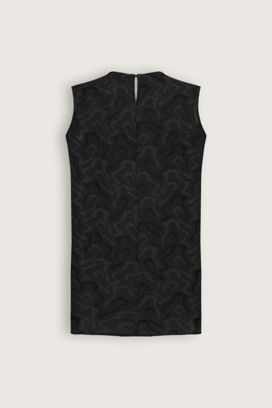 Black Linen Jacquard Undershirt - 3