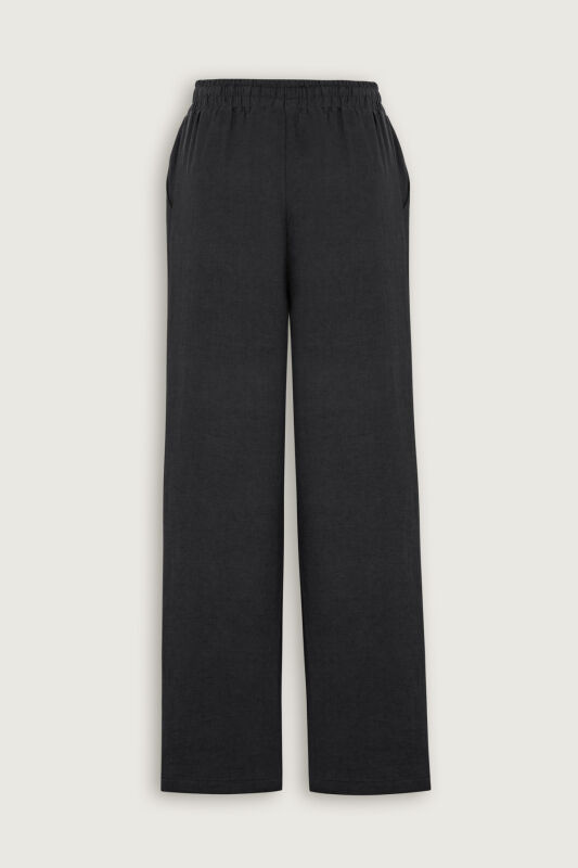 Black Linen Trousers with Pockets - 4