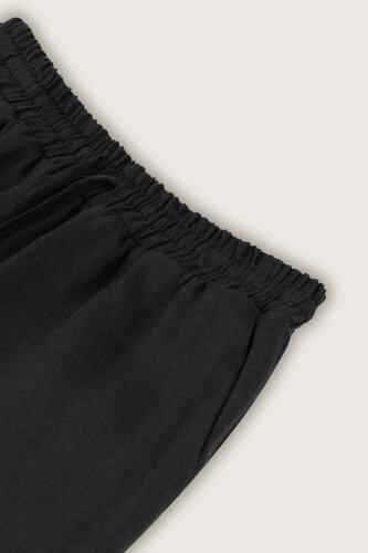 Black Linen Trousers with Pockets - 6