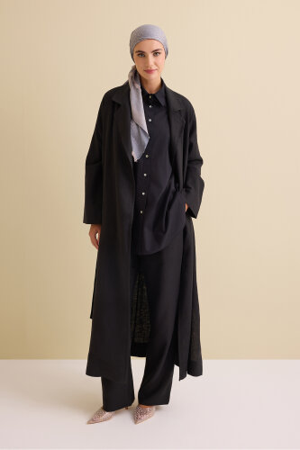 Black Linen Trousers with Pockets - 5