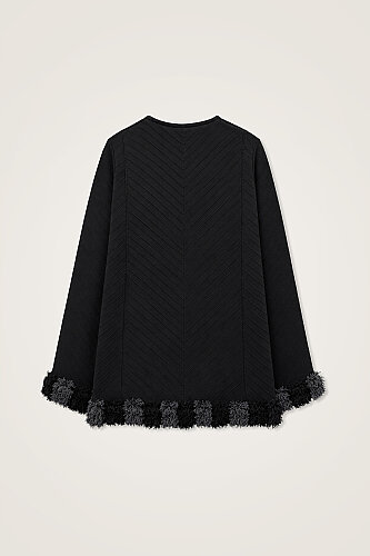 Black Long-Sleeved Knitted Blouse - 3