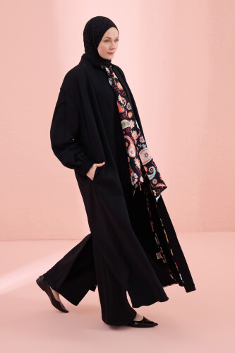 Black-Orange Three Thread Long Vest Piping - Imannoor (3)