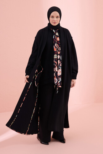 Black-Orange Three Thread Long Vest Piping - 6