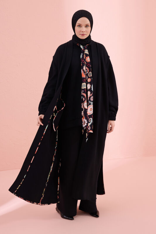 Black-Orange Three Thread Long Vest Piping - 6