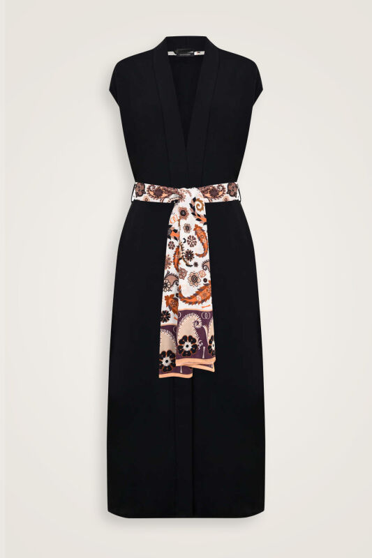 Black-Orange Three Thread Long Vest Piping - 2