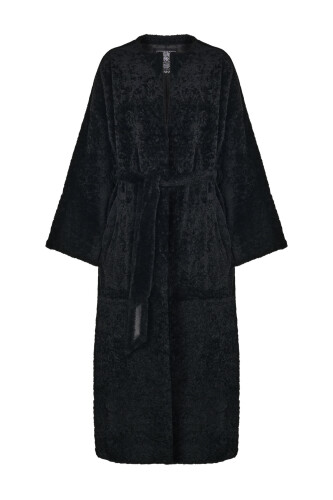 Black Robe Coat with Sleeves - 1