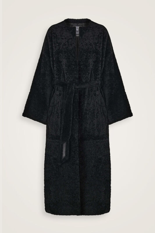 Black Robe Coat with Sleeves - 1