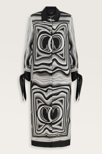 Black Silk Shirt Dress in the Waves - 2