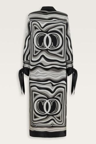 Black Silk Shirt Dress in the Waves - 4