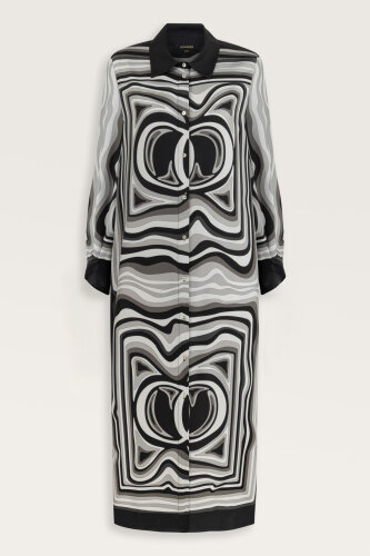 Black Silk Shirt Dress in the Waves - 1