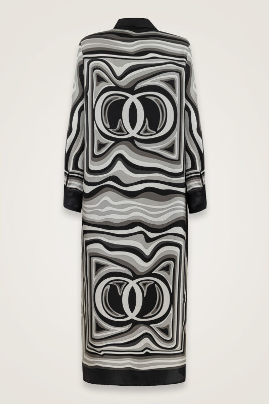 Black Silk Shirt Dress in the Waves - 3