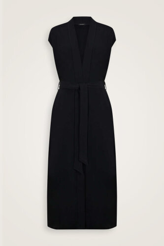 Black Three Thread Long Vest 