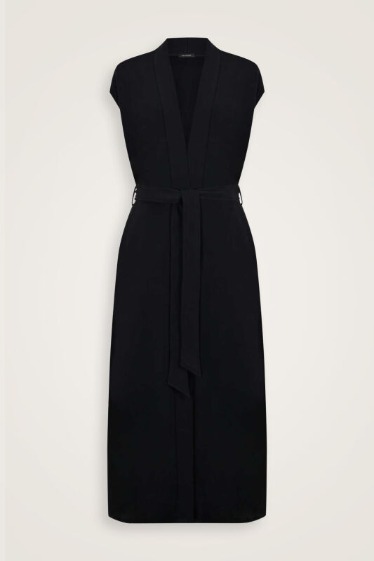 Black Three Thread Long Vest - 1