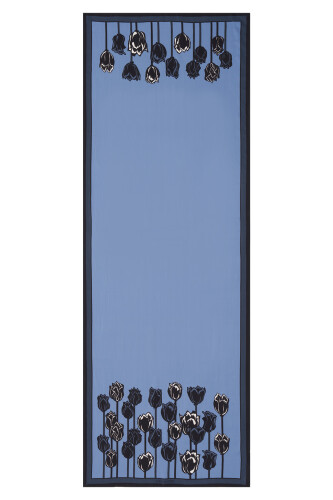 Boğazın Laleleri İndigo Floş Viskon Şal 70x200 - 2