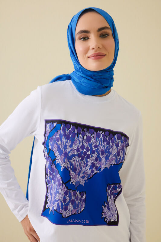 Boğazın Laleleri Uzun Kollu Beyaz Tişört - 3