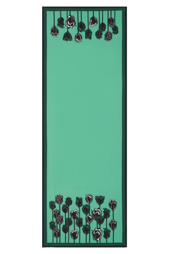 Boğazın Laleleri Yeşil Floş Viskon Şal 70x200 - 2