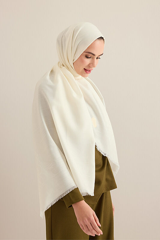 Border Bamboo Bone Wool Silk Scarf - 1