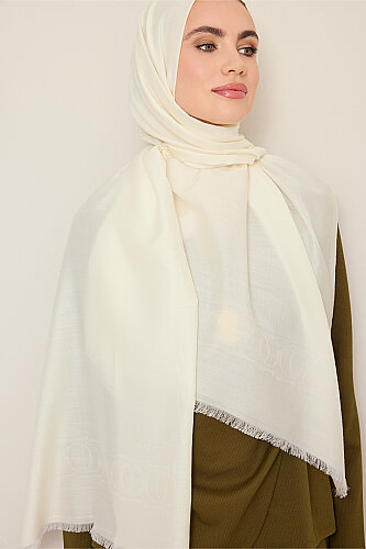 Border Bamboo Bone Wool Silk Scarf - 3