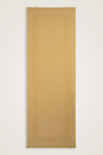 Border Bamboo Camel Wool Silk Scarf - 2