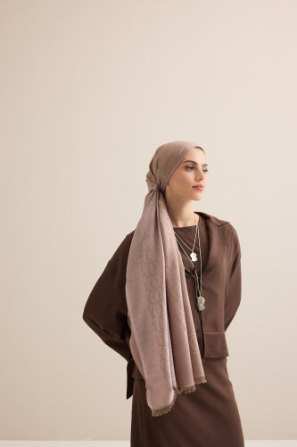 Border Bamboo Dark Powder Wool Silk Scarf 