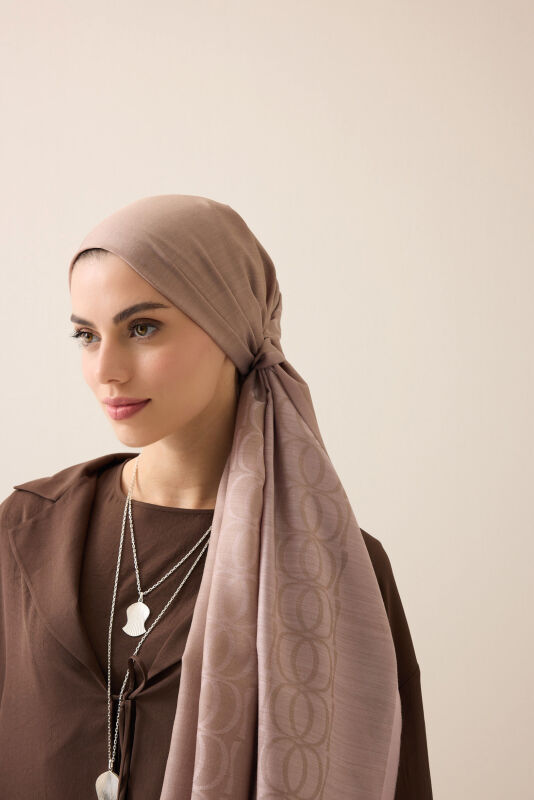 Border Bamboo Dark Powder Wool Silk Scarf - 3