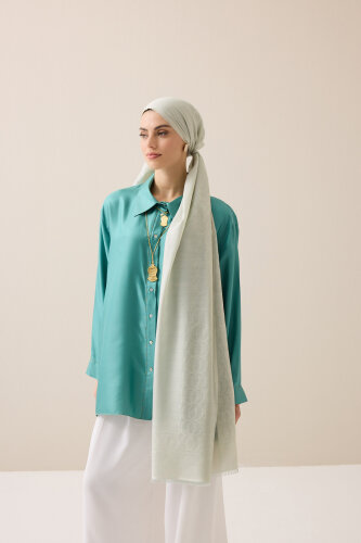 Border Bamboo Light Stone Wool Silk Scarf - Imannoor (1)