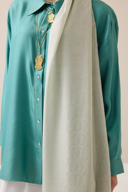 Border Bamboo Light Stone Wool Silk Scarf - 2