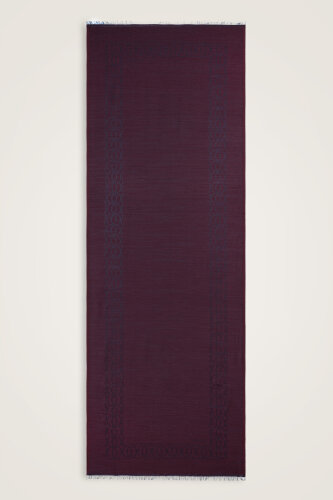 Border Bambunoor Burgundy-Navy Wool Silk Scarf - Imannoor (1)